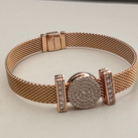 Pandora Jewelry - Sale‼️Pandora Reflexions Mesh Sparkling Clasp Bracelet Jewelry withh threecharms